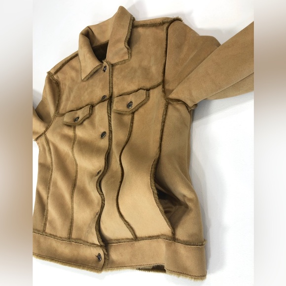 Saks Fifth Avenue Jacket Tan Faux Suede Real Clothes - Picture 7 of 13